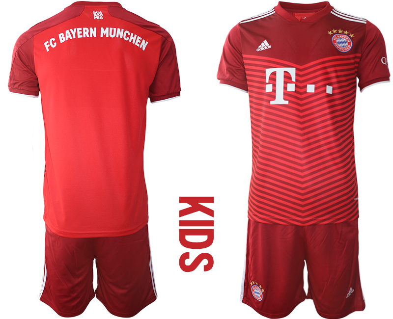 Youth 2021-2022 Club Bayern Munich home red blank Soccer Jersey